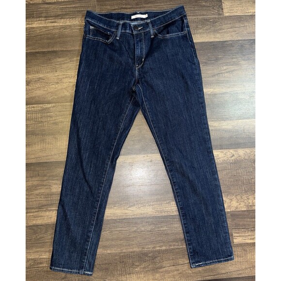 Levi Strauss Womens Skinny Leg Jeans Size 30 Blue Denim Cotton Stretch Dark Wash - Picture 1 of 7